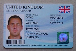 Fake UK national ID card online.